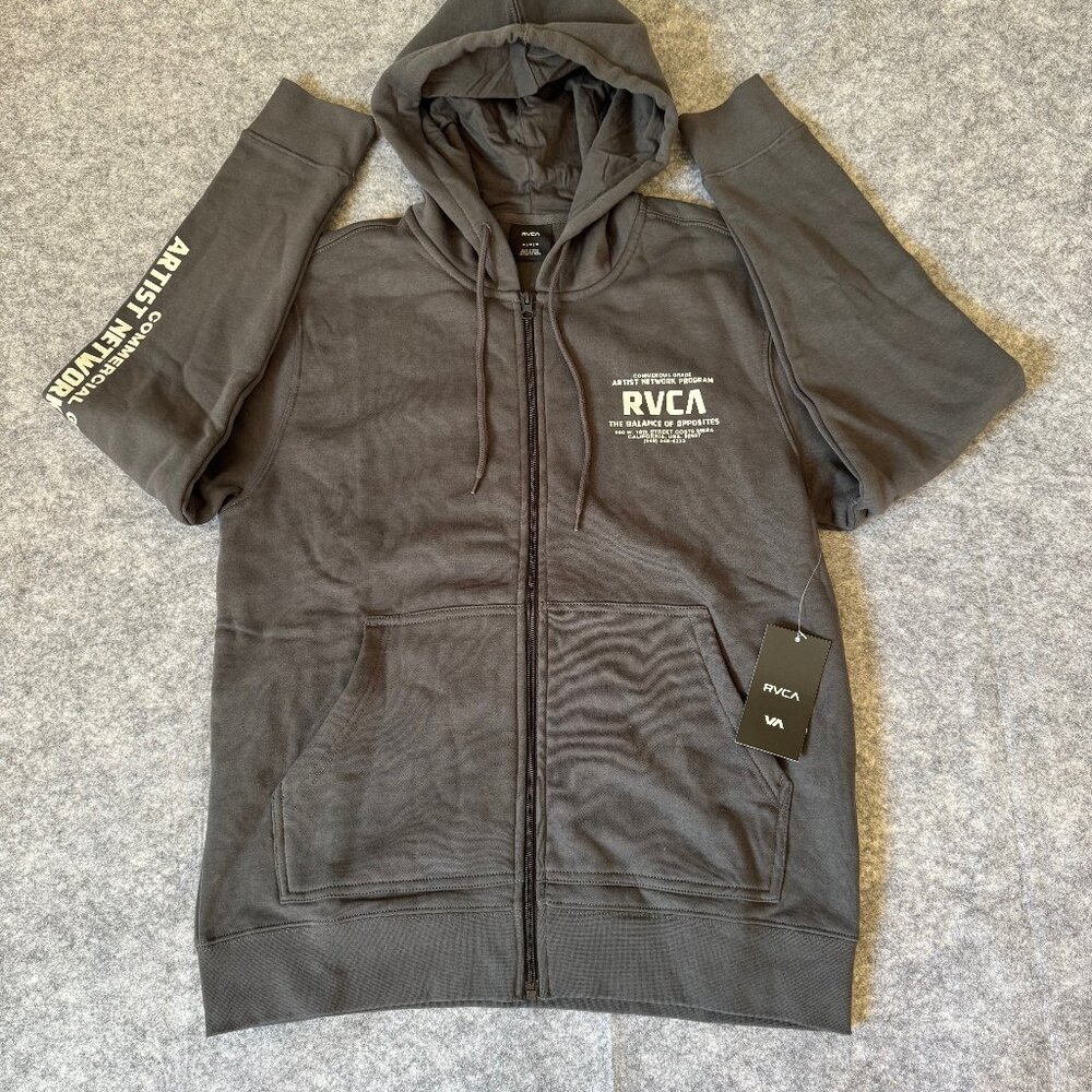 RVCA: Men's Dark Grey Medium Zip Up Sweater